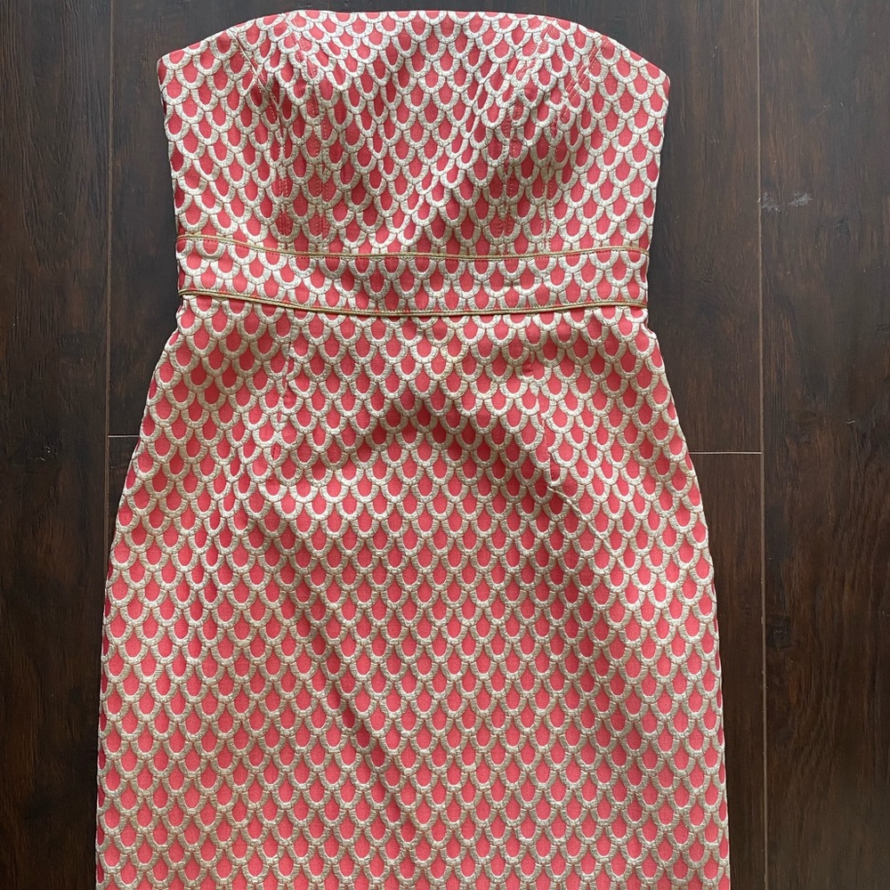 Lilly Pulitzer pink/gold strapless cocktail dress - Picture 2 of 7